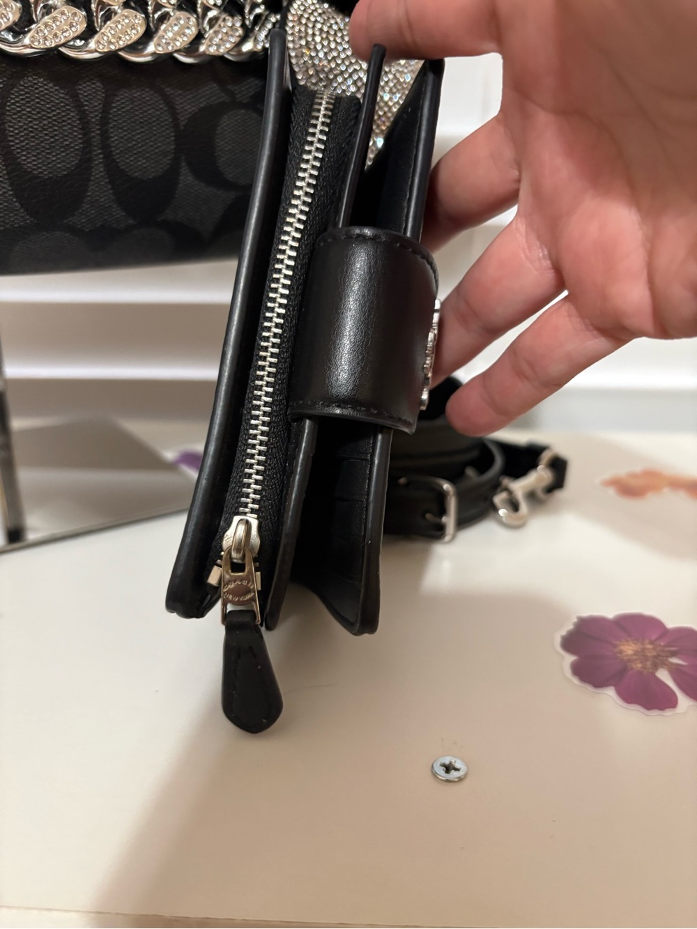Coach Black Signature Canvas Rowan Satchel With Matching Wallet - Picture 6 of 12